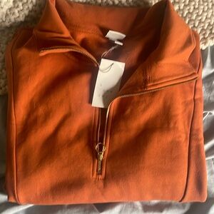 À New Day Womens 1X Orange 3/4 zip pullover sweatshirt NWT